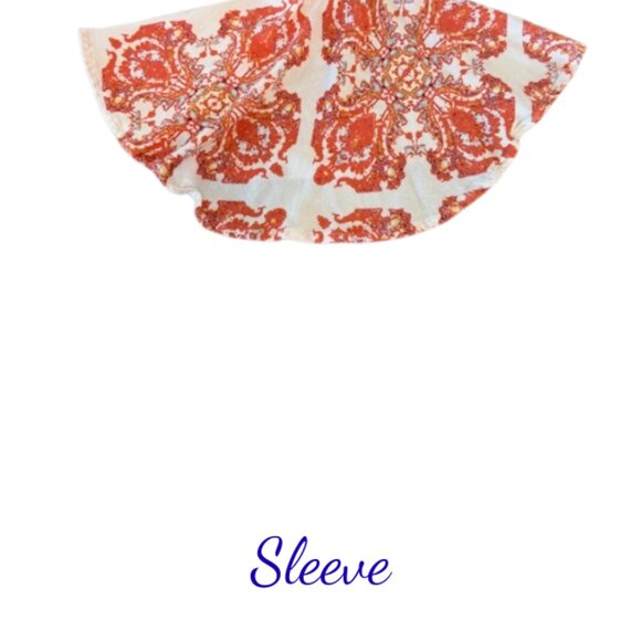 Free People Boho Printed Blouse XS – Orange & Purple Peasant Top - Picture 8 of 8